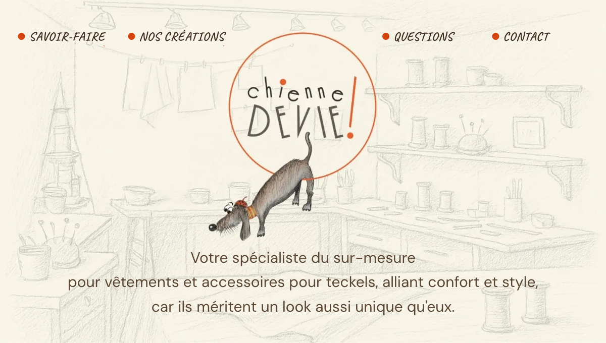 Boutique en ligne Chienne de Vie, accessoires sur-mesure pour teckels