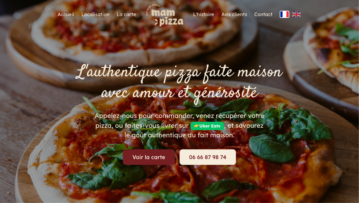 Site de Mam Pizza, pizzeria artisanale à Montivilliers